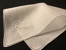 #7958🌟PREMIUM Vintage C1910s French Monogram “LOUISE” Wedding Handkerchief Heir picture