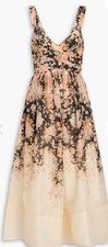 Zimmermann Illustration Floral Midi Dress in Cream and Black Size 1 NWT picture