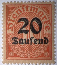 Travelstamps: Germany Inflation Official Stamps Scott #O30 - 20,000 OP MNH OG picture