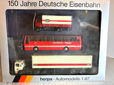 HERPA #7542  3 - Vehicle Set -- 2 DB Trucks & 1 Bahnbus - Reisen Bus  H.O. 1:87 picture