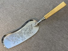J R & S Antique ~ Victorian Silent Caddy Crumb Catcher:  Bone Handle:  13