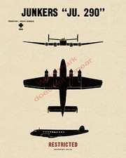 WWII German Junkers JU 290 Transport Bomber Aircraft Recognition Poster V-1 picture