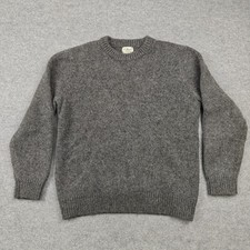 L.L. Bean Sweater Mens Large Gray Crew Neck Pullover Wool Heavyweight Knit Warm picture