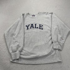 VINTAGE Yale Bulldogs Sweatshirt Mens Medium Gray Weave Crewneck Ivy NCAA 90s picture