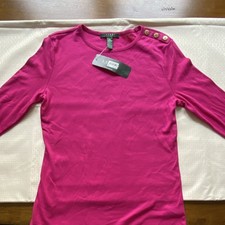 Lauren Ralph Lauren Women's Pink Solid Long Sleeve Pullover Top, M picture