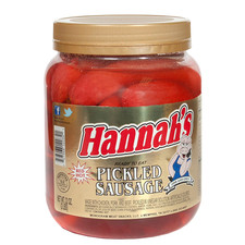 Hannah's Red Hot Pickled Sausage 32 oz Jar – Shelf Stable, Ready to Eat picture