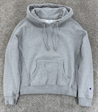 Champion Reverse Weave Sweatshirt Womens Medium Gray Crop Pullover Hoodie Y2K picture
