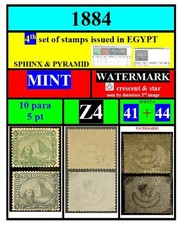 EGYPT-stamps-1884-Z4-MINT-WATERMARK-sphinx & pyramid-(10 para+5 PT)-scott# 41 44 picture