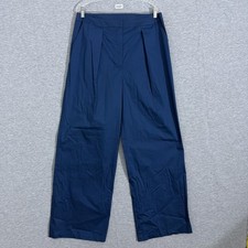 Misook Womens Medium Navy Blue Pleated Wide Leg Ankle Pants Cropped Trousers picture