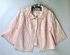 Vtg Barbizon Quilted Pink Bed Jacket Size L Misses  Dainty Puff 1950-60s Puffet picture