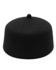 Men's Traditional Igbo Chief Black Cap Wool Felt Hat Muslim Prayer Cap picture