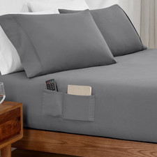 Fitted Bottom Sheet Twin Extra Long - Storage Pocket - Premium 1800 picture