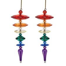 Set of 2 RAINBOW DROP Faceted Drop Christmas Ornaments, by Gallerie II picture