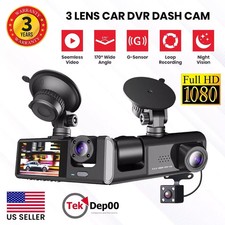 Car Dual Lens Dash Cam HD 1080P Front/Rear/Inside Video Recorder Camera G-Sensor picture