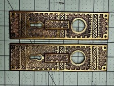 Antique Eastlake Door Backplates Matched Pair Aesthetic Movement Escutcheons picture