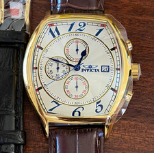Invicta Specialty Men’s 44mm Tonneau Quartz Chronograph Date Brown Leather 49839 picture