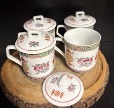 (4) vintage lidded Chinese teacups picture