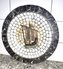 Antique Mid Century Stone Mosaic 8” Sailing Bowl Handmade by Heide in Denmark  picture