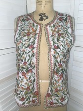 VTG Handmade Peasant Boho Style Embroidered Vest Top Hippy Medium picture