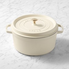 LIMITED SALE Staub Enameled Cast Iron Round Dutch Oven 7 Qt Matte French Crème picture