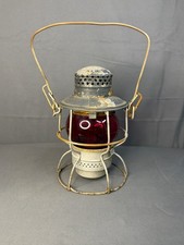 Vintage 1940 Adlake Kero 2-60 Railroad Lantern with Red Globe Authentic WWII Era picture