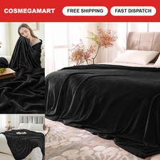 Soft Plush King Size Fleece Blanket - Black 108