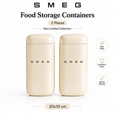 SMEG 2x Food Storage Containers Beige Cream 2026 Limited Collection Retro Design picture