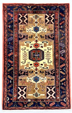 Vintage Tarom Tribal Geometric Hand Knotted Wool Oriental Area Rug 4x7 Ivory picture