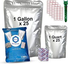 50 Pcs Mylar Bags for Food Storage With Oxygen Absorbers Resealable 9 Mil Silver picture