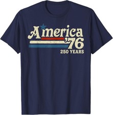 America 76 Retro 250 Years 1776 2026 250th Anniversary USA Unisex T-Shirt picture