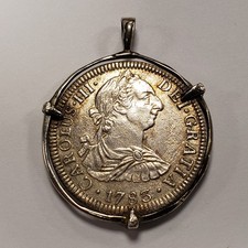1783 Mo FF Mexico 2 Reales .1965 ASW - XF - Shipwreck Effect - Bezel - Q5762 picture