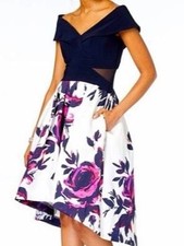 Xscape Off-The-Shoulder Floral-Print High-Low Dress picture