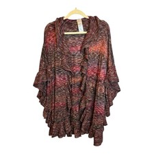 Chico's Sweater Women's Size Large/XL Ruana Open Front Ruffles Flowy Knit picture