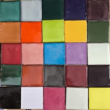 SET with 100 Solid Mexican 2x2 Ceramic Tiles Handmade Hand painted Tile #002 picture