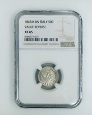 Italy 1863M BN 50 Centesimi-Victor Emmanuel II VALUE REVERSE XF45 NGC Silver 835 picture