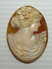 Antique Vintage Carved PORTRAIT Shell Cameo UNSET Beautiful Carving picture