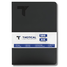 Thotical A5 Dot Grid Journal Hard Cover, Dark Gray - 192 Pages picture