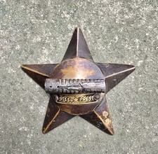 ANTIQ CAST IRON ADVERTISING PAPERWEIGHT STAR EXPANSION BOLT CO BUILDING SUPPORT picture
