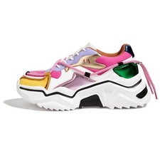 LUCKY STEP Women's Platform Colorful Fashion Sneakers Retro Colorblock Shoes picture