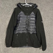 Columbia Titanium Jacket Mens M Black Down Fleece Hooded Full Zip Hybrid picture