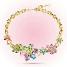 Swarovski Idyllia necklace Mixed cuts, Flower, Multicolored, Gold-tone plated picture