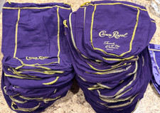 💜HUGE LOT Crown Royal L Dark Purple Gold Drawstring Bag 8