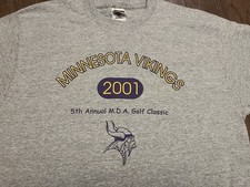 Vintage 2001 Minnesota Vikings MDA Golf Classic 9/11 Memorial T-Shirt XL Gray picture