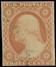 US Scott 10, 3 Cent Washington, Used, Fine++, Type 1, SCV $200.00 picture