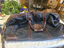 Vintage Roots Canada Black Brown Leather Weekend Duffle Bag  Adjustable Strap picture