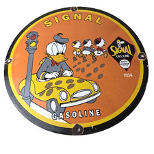 Vintage Signal Gasoline Porcelain Sign - Traffic Light Disney Ducks Sign picture