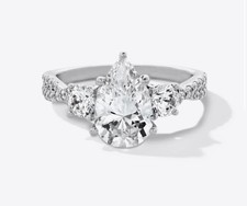 Zales Classic Symphony 2.75 CT TW Pear Lab Diamond Ring 14K White Gold - F Color picture