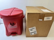 Eagle 6 Gallon Polyethylene Biohazard Waste Safety Can with Foot Lever, Red picture