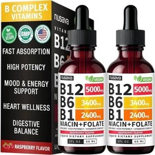 2-PC Nusava Vitamin B Complex - B 12, B 6 & B 1 + Niacin & Folate - Double pack+ picture