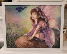 Fairy Woodland Art By Poleet Original Acrylic Painting Framed 21 1/2 X 17 1/2 picture